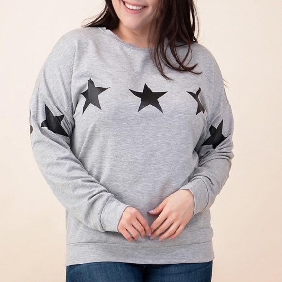 French Terry Star Pull Over Sweatshirt - Picture 3 of 8